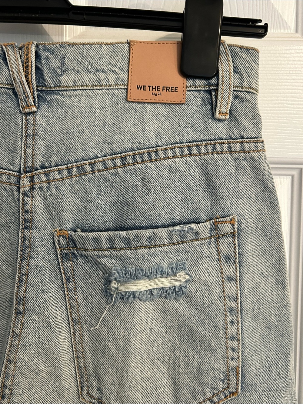 Free People Light Blue Distressed Denim Mini Skirt - Picture 7 of 8